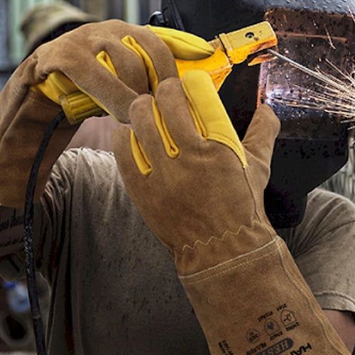 Hestia Hand-Max Gloves Leather Made with Kevlar Heat Resistant Grain Camping