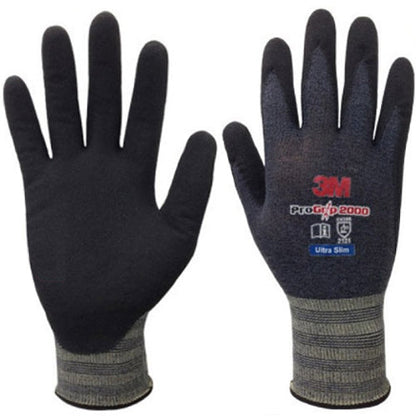 (10 Pair) 3M Pro Grip 2000 Ultra Slim Gloves Construction Builders Mechanic