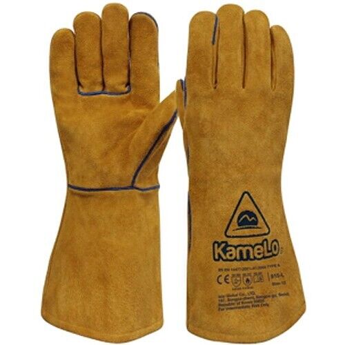KameLo 915-L Leather Welding Camping Gloves Heat Resistant CO2 TIG Arc Grain