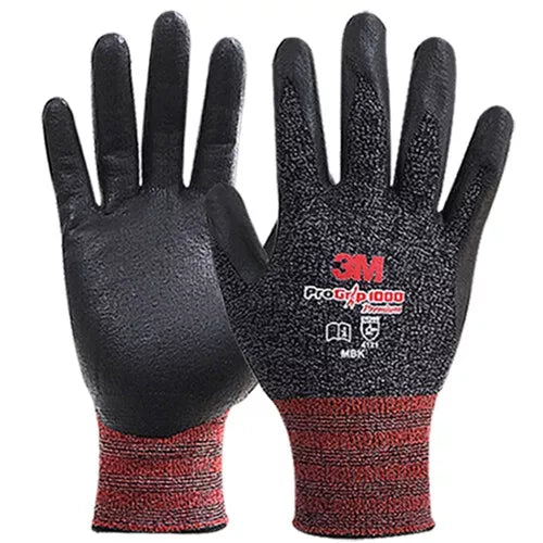 (10 Pair) 3M Pro Grip 1000 Premium Gloves Construction Builders Mechanic (Melange Black)