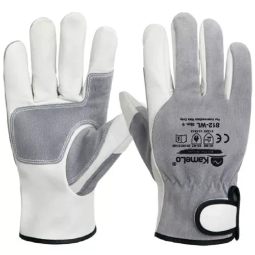 KameLo 812-WL Leather Welding Gloves Heat Resistant TIG Arc (White)